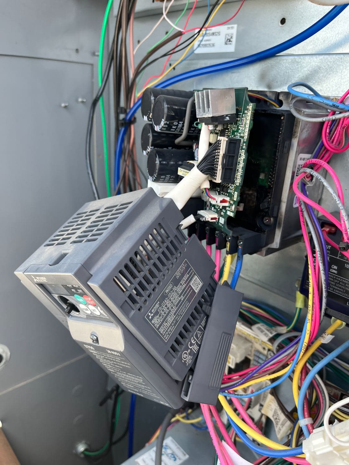 Variable frequency drive and control board on a commercial unit